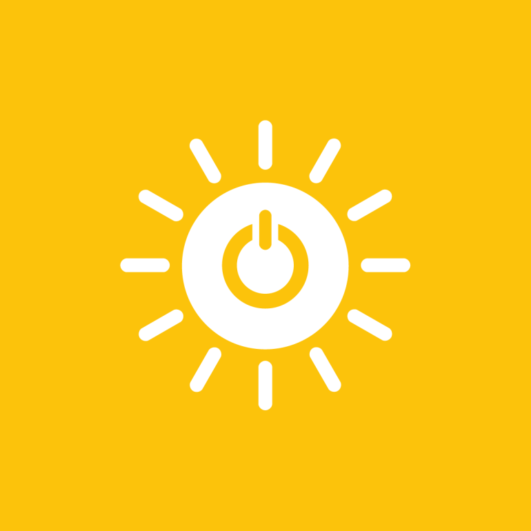 pictogramme : soleil avec symbole allumer/éteindre