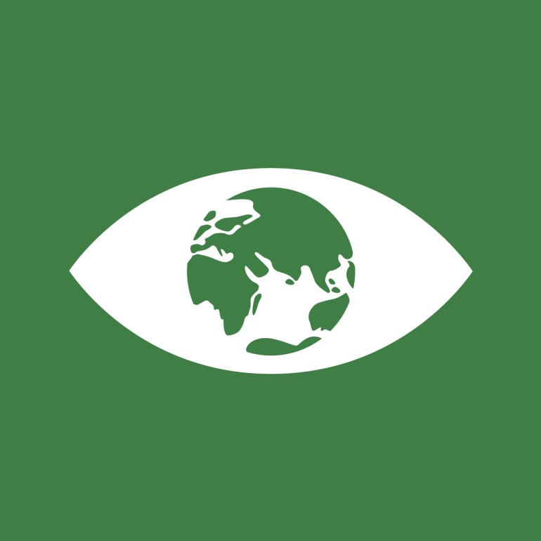 pictogramme : œil avec la planète terre à la place de l'iris