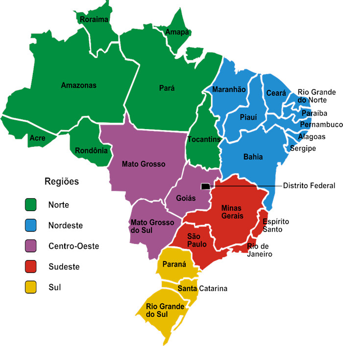 Carte des régions du Brésil