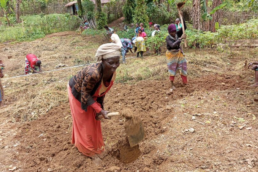 Une femme congolaise entrain de travailler dans un champs
